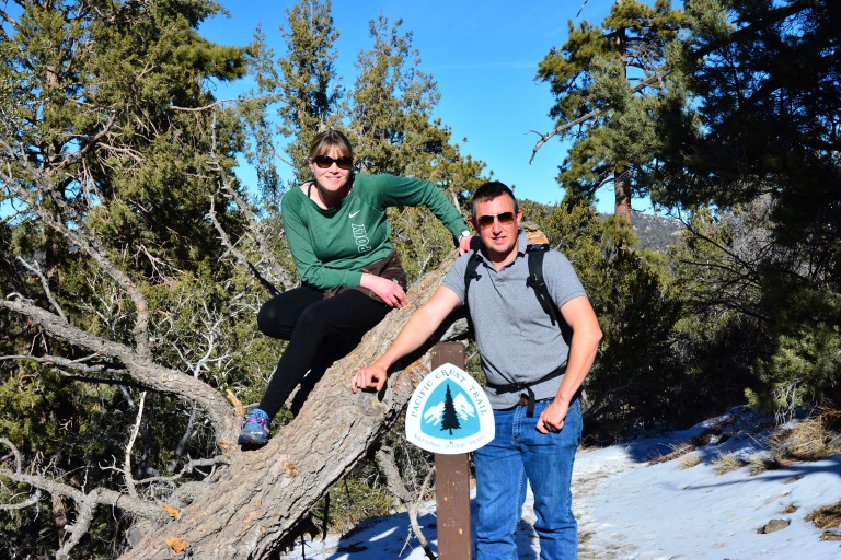 Shannon Wolf Montague and Stephen Montague hiking to the Pacific Crest Trail in the Easter Sierras