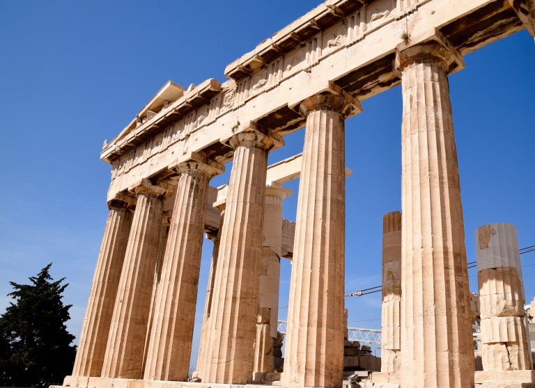 The Parthenon in the Acropolis in Athens Greece.